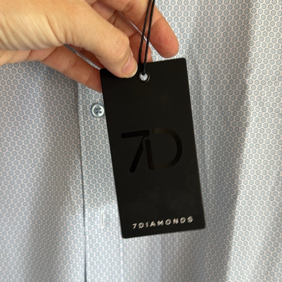 7 Diamonds Blue Dress Shirt Classic Style - Picture 3 of 9